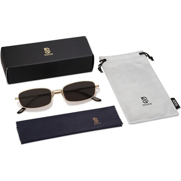✨Women\'s Grey Small Narrow Rectangle Sunglasses Retro Skinny Sunnies Eyewear